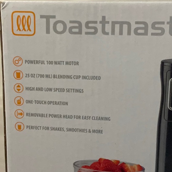 TOASTMASTER Immersion Blender 100 watt motor 25 Oz Blending cup touch operation - Picture 2 of 3